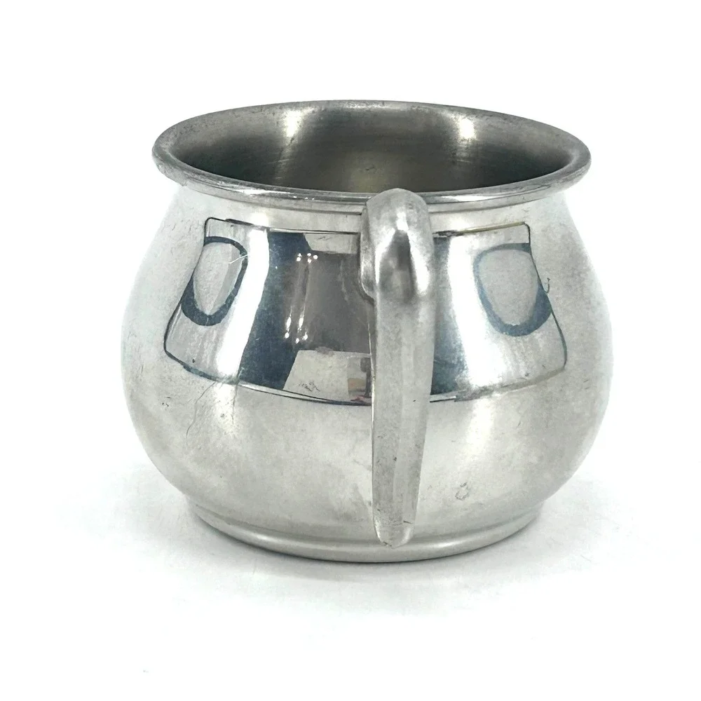 Web Pewter Co 1172 Baby Cup Bright Silver Tone Vintage Polished Metal Small Mug